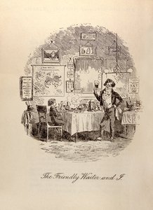Charles Dickens'ın (1812-70) 'David Copperfield' kitabından 'The Friendly Waiter and I', by Hablot Knight Browne